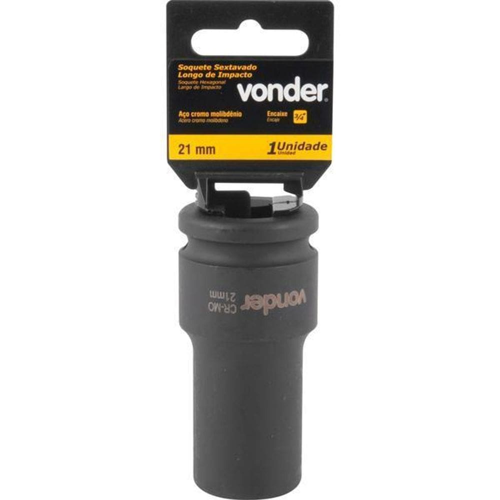 Soquete Sextavado Impacto Longo 3/4 21Mm Aço Cromo Vonder