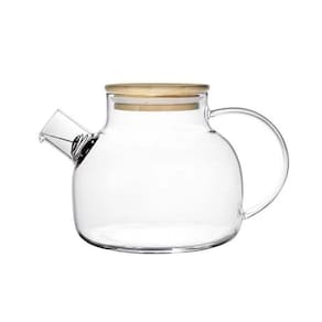 Chaleira Vidro Com Coador No Bico Tampa Bambu Hauskraft 1 L