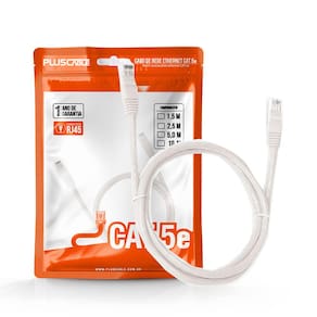 Cabo de Rede Cat.5E 2.50 Metros PC-ETHU25WH Patch Cord PlusCable