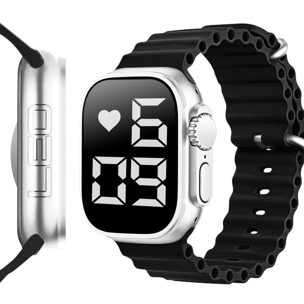 Relógio Feminino Orizom LED Ultra Prata | Pulseira Silicone | Caixa Premium