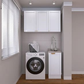 Lavanderia Modulada 2 Peças 1 Armário Aéreo 3 Portas 1 Balcão Cabecasa Madeiramadeira Branco