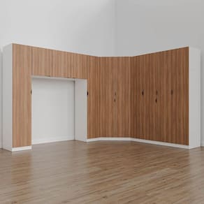Guarda Roupa Modulado Casal de Canto 11 Portas 5 Peças Hera Cabecasa Madeiramadeira Branco Geada/Louro/Preto