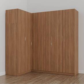 Guarda Roupa Modulado de Canto 6 Portas 3 Peças Hera Cabecasa Madeiramadeira Louro/Cromado