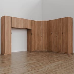 Guarda Roupa Modulado Casal de Canto 11 Portas 5 Peças Hera Cabecasa Madeiramadeira Louro/Preto