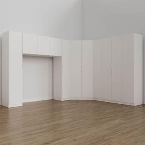 Guarda Roupa Modulado Casal de Canto 11 Portas 5 Peças Hera Cabecasa Madeiramadeira Branco Geada/Cromado
