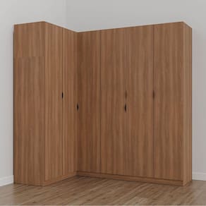 Guarda Roupa Modulado de Canto 6 Portas 3 Peças Hera Cabecasa Madeiramadeira Louro/Preto/Preto