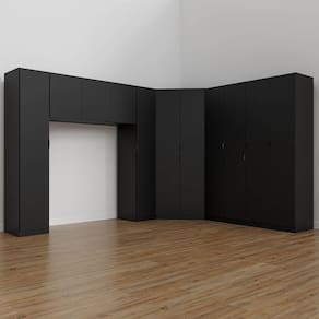 Guarda Roupa Modulado Casal de Canto 11 Portas 5 Peças Hera Cabecasa Madeiramadeira Preto/Preto