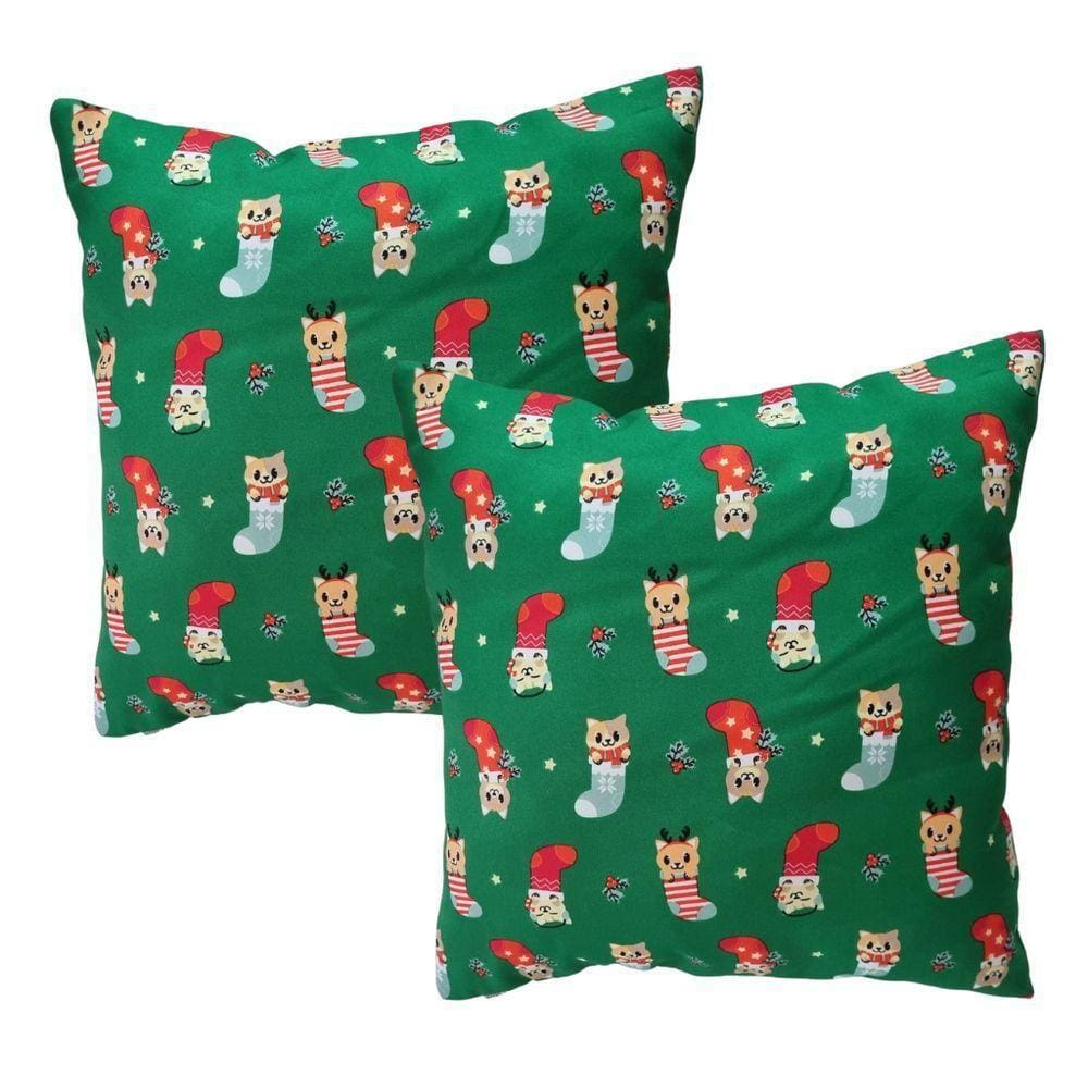 Kit 2 Almofadas Decorativas Natal Oxford 45x45 Verde