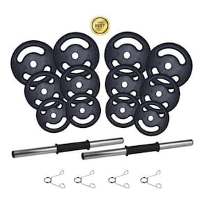 Kit 24Kg Anilha/ Halteres De Ferro Premium + Barra Oca