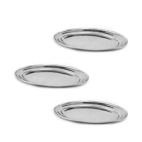 Kit 3 Travessas De Inox Rasa Bandeja Oval 30X22Cm Frigopro