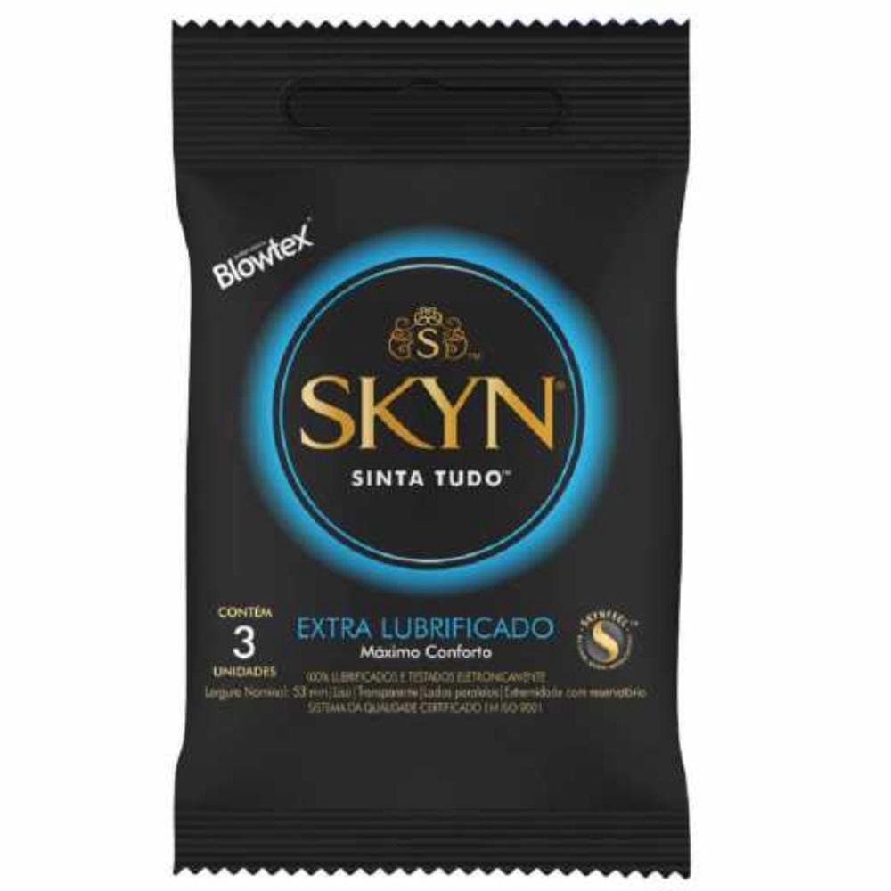 Preservativos Extra Lubrificado Camisinha 3Un Skyn Blowtex