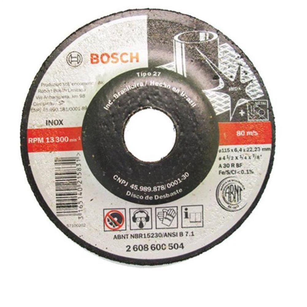 Disco De Desbaste 4.1/2 X 1/4 X 7/8 Inox Exp Bosch