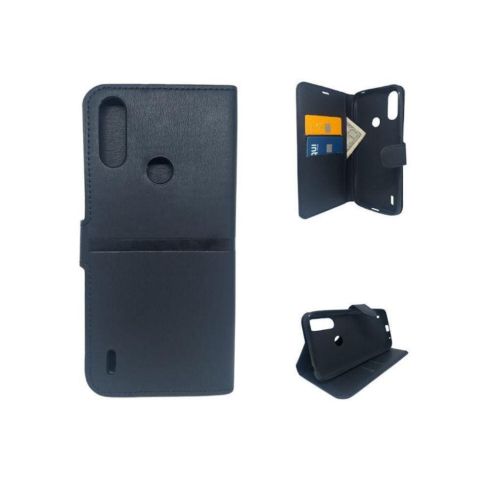 Capa Carteira Para Motorola Moto E7 Power - Cor: Preta