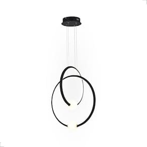 Pendente Círculo Duplo LED 45W | Preto/Dourado