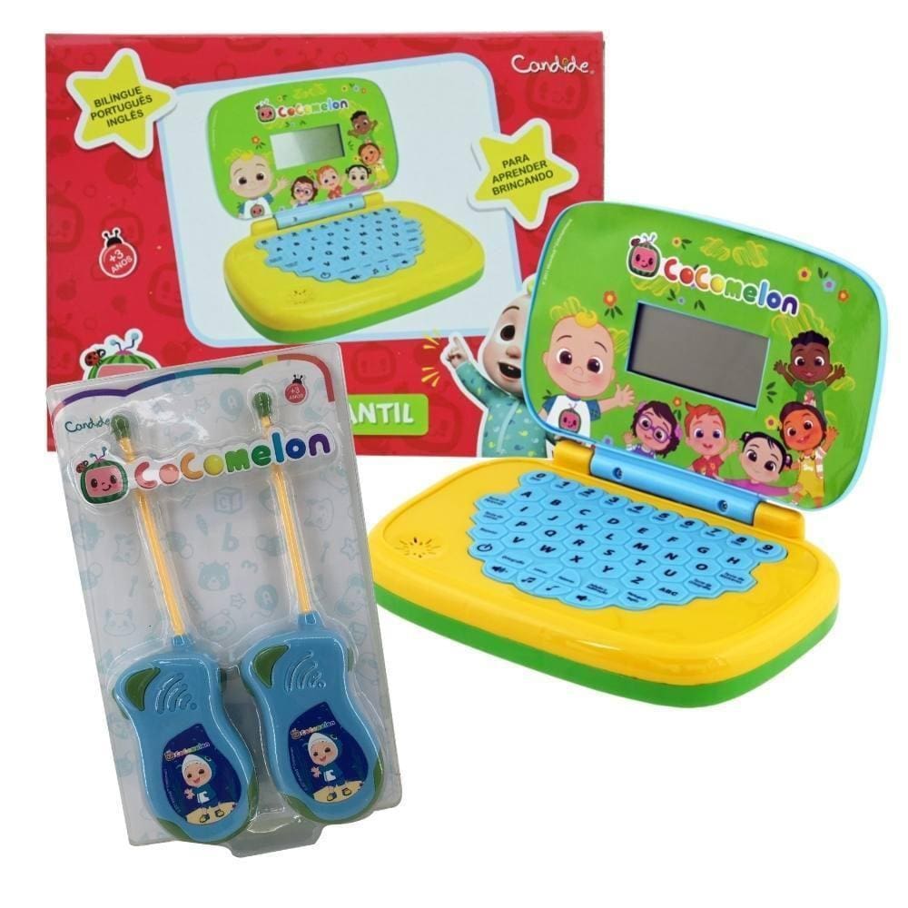 Kit Laptop - Cocomelon Bilíngue + Walkie Talkie - Cocomelon
