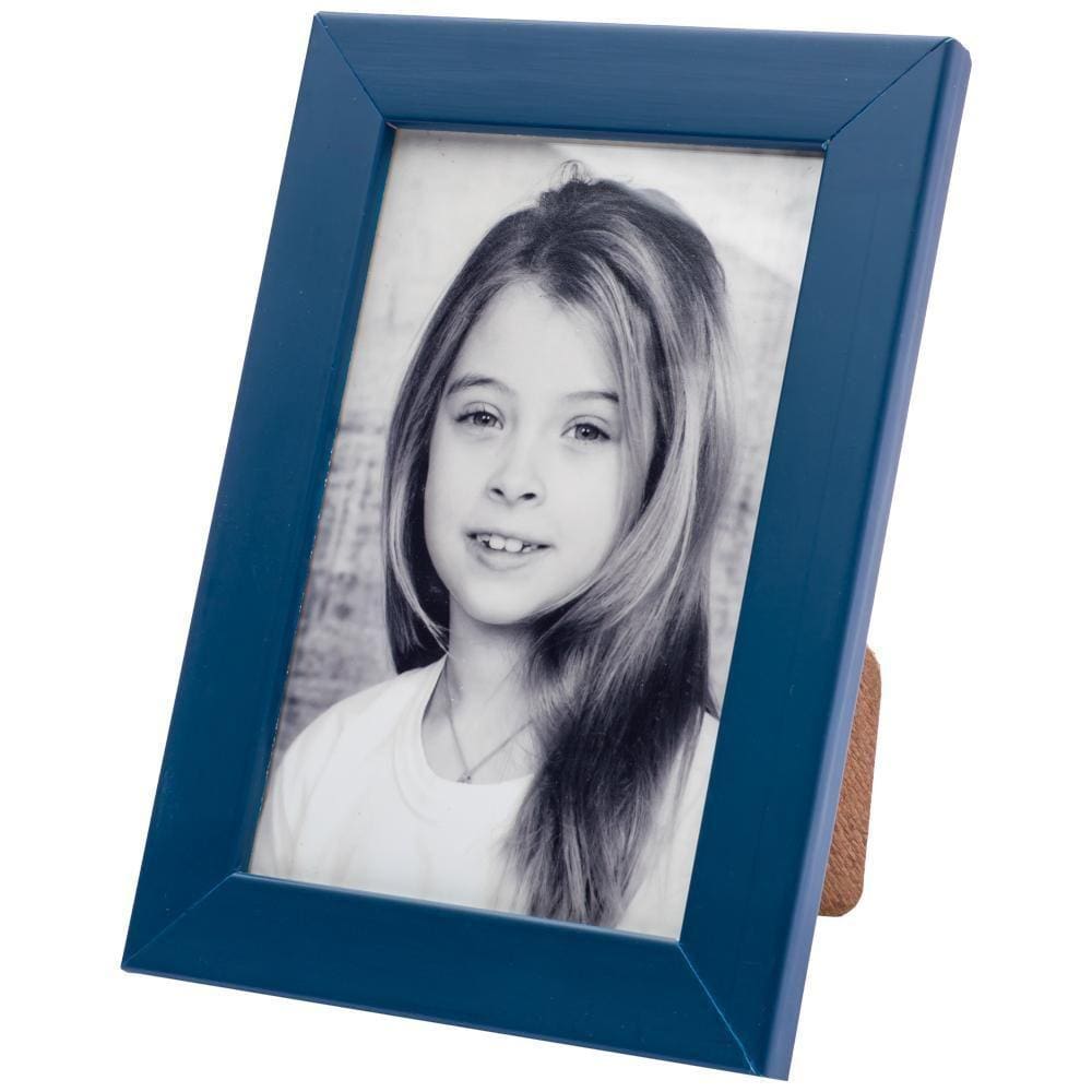 Porta Retrato Luxo Fosco Vidro 15X21Azul-Marinho Mesa Parede