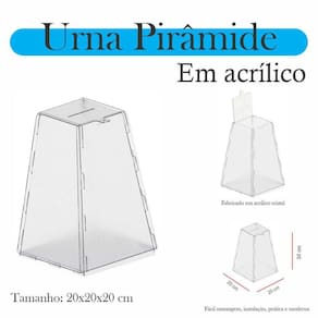 Urna Acrílico Sorteio Caixa Sugestões Pirâmide Cofre 30X20Cm
