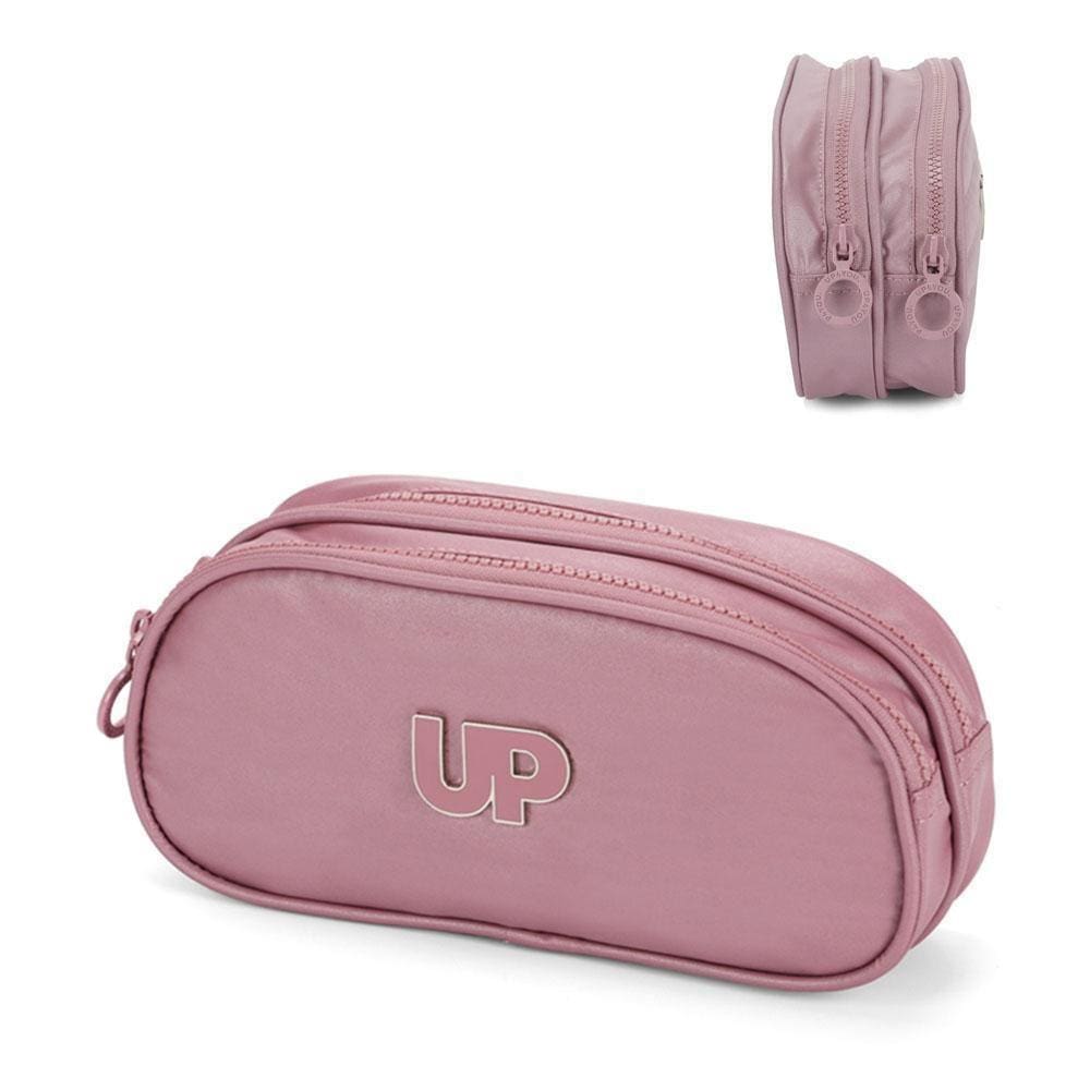 Estojo 2 Divisórias Crinkle Metalizado Rose Up4You Luxcel
