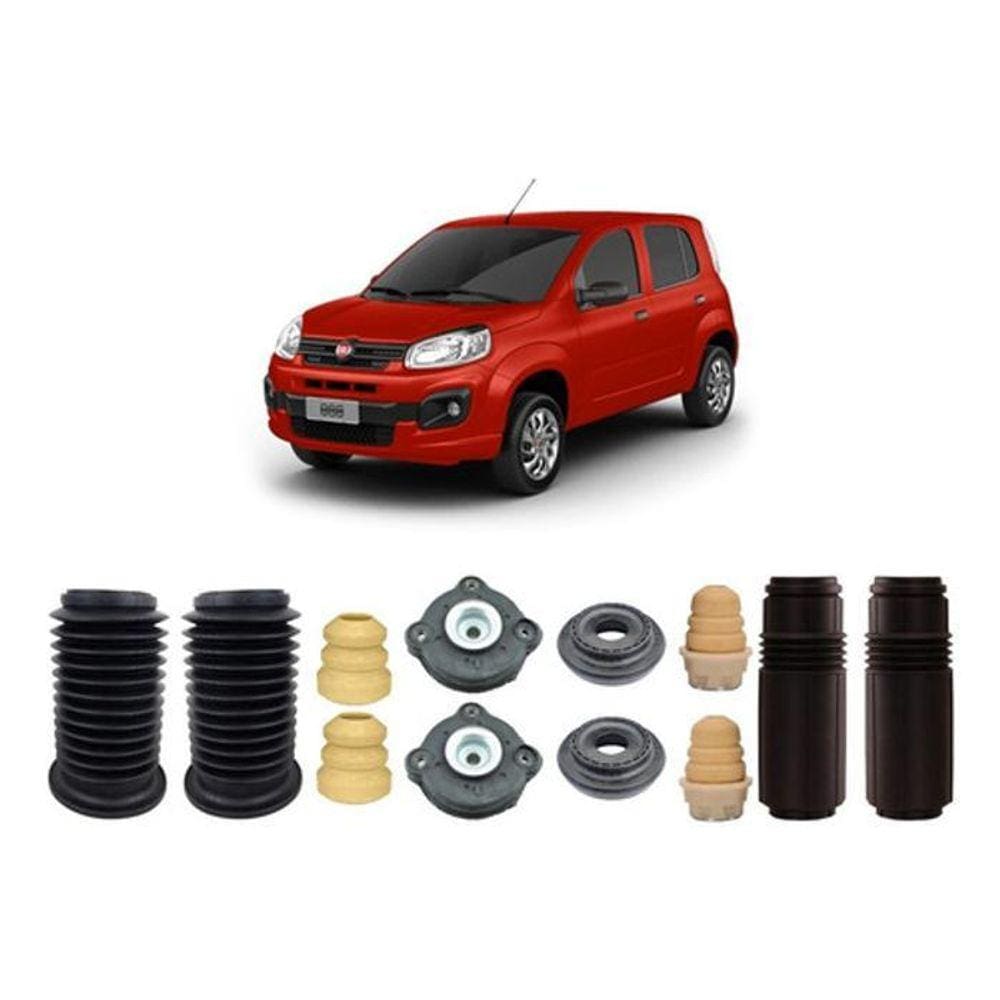 Kit Coxim Dianteiro + Batente Traseiro Uno 2010 2011 2012 13