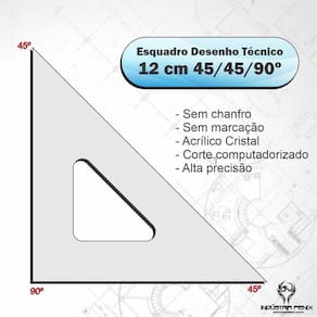 Esquadro Acrílico 45 º Graus Desenho Técnico 12 Cm - Fênix