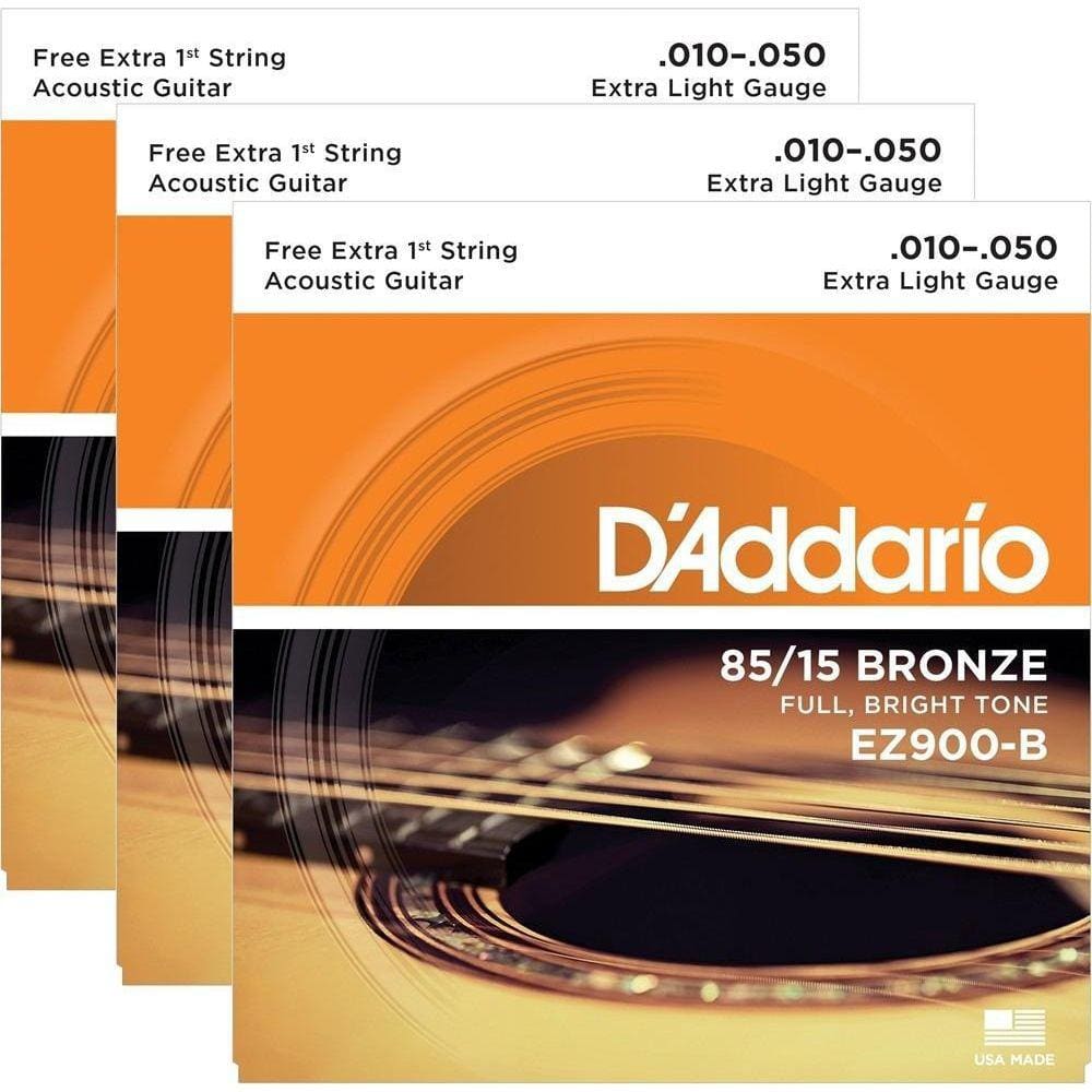 Kit 3 Encordoamentos Violão Aço Daddario Ez900 010