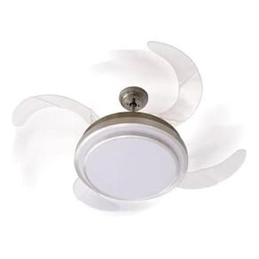 Ventilador Cromado De Teto 4 Pás Retratil Led 220V - 108 Cm
