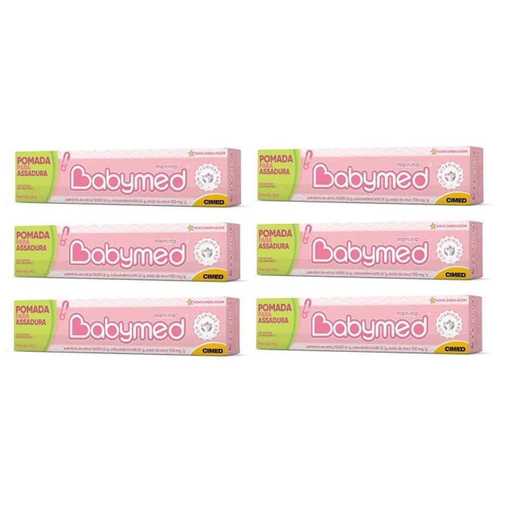 Kit 6 Unidades Babymed Rosa Pomada Para Assaduras 45G