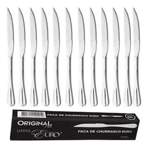 Faca Para Churrasco Linha Euro Kit Com 12 Unidades