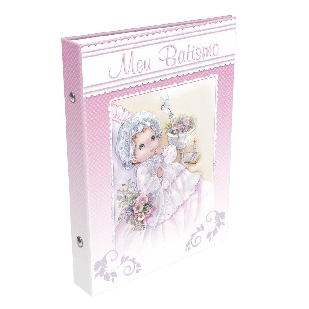 Album De Fotos 15X121/40 Batismo Igreja Menina Rosa Pastel