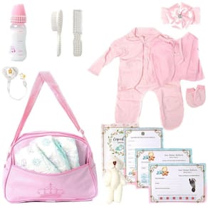 Bolsa Maternidade Rosa C Roupa+Acessórios+Fralda Bebê Reborn