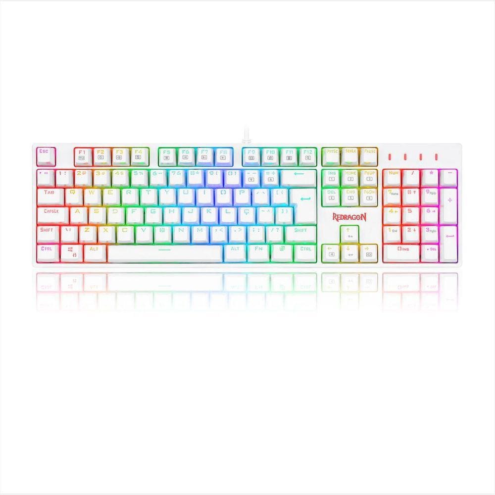 Teclado Óptico Redragon Surara Pro Rgb Branco Switch Red