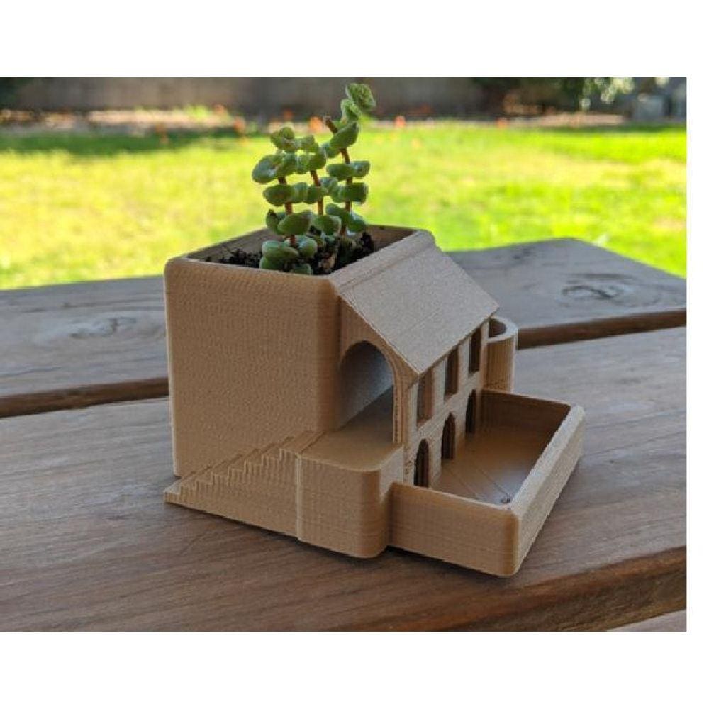 Vaso Suculenta Modelo Casa Romana