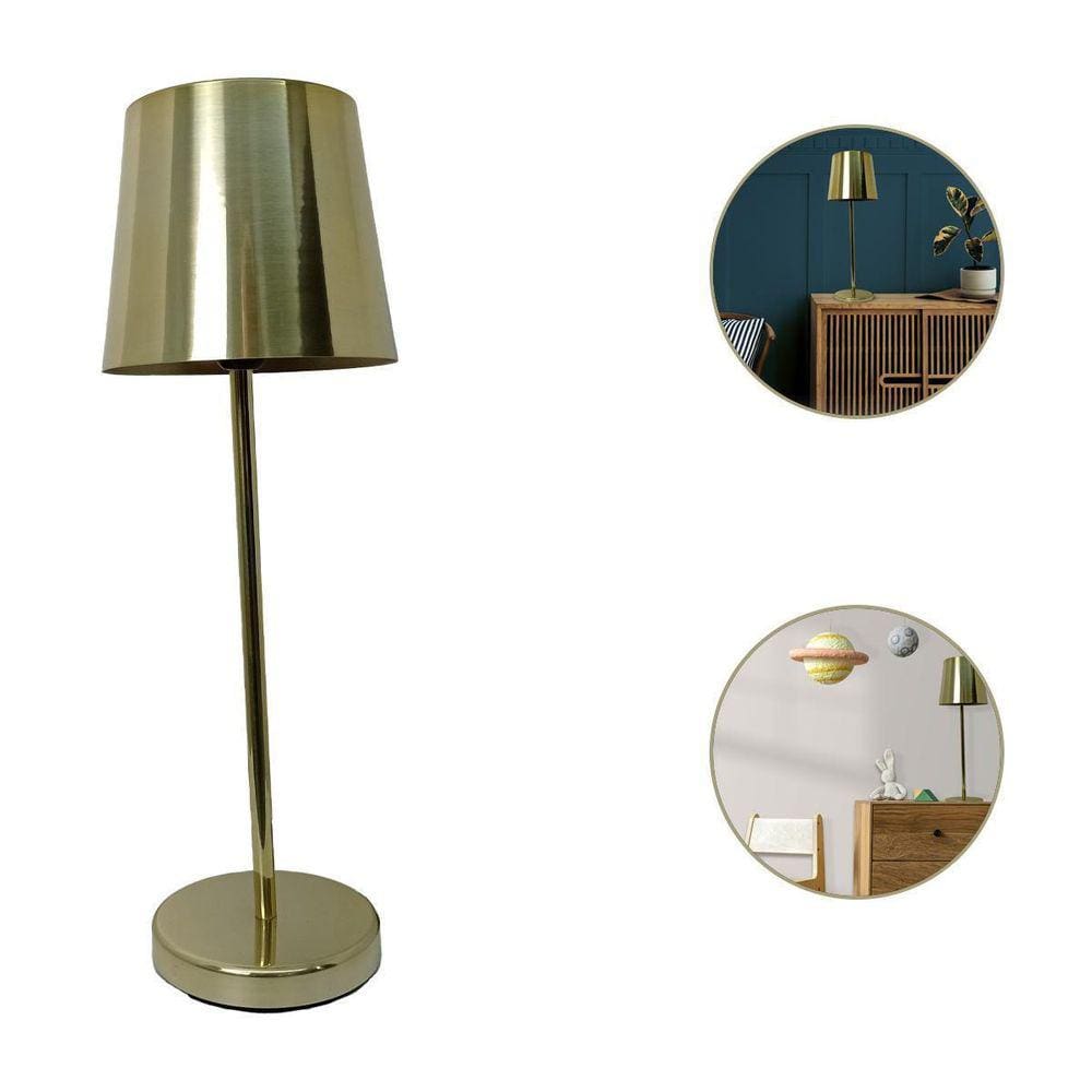 Luminária Abajur Mesa Dourado Polido Metálico 48Cm Spotline