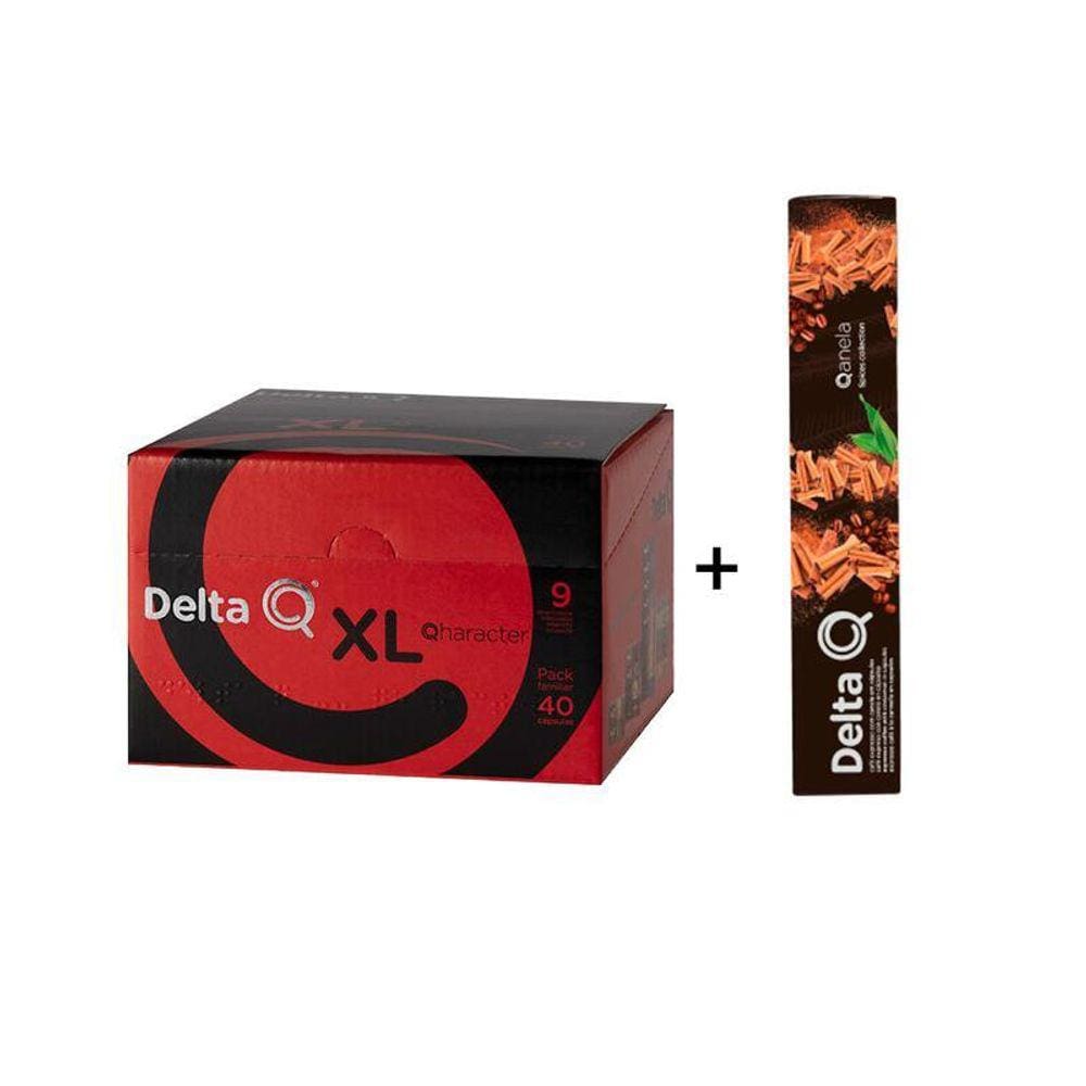 Pack 40 Capsulas Cafe Qharacter + 10 Canela Cafeteira Deltaq