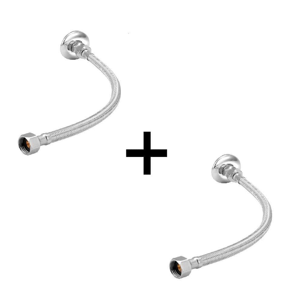 Kit 2 Engates Mangueira Flexível Trançado Aço Inox 60Cm Par
