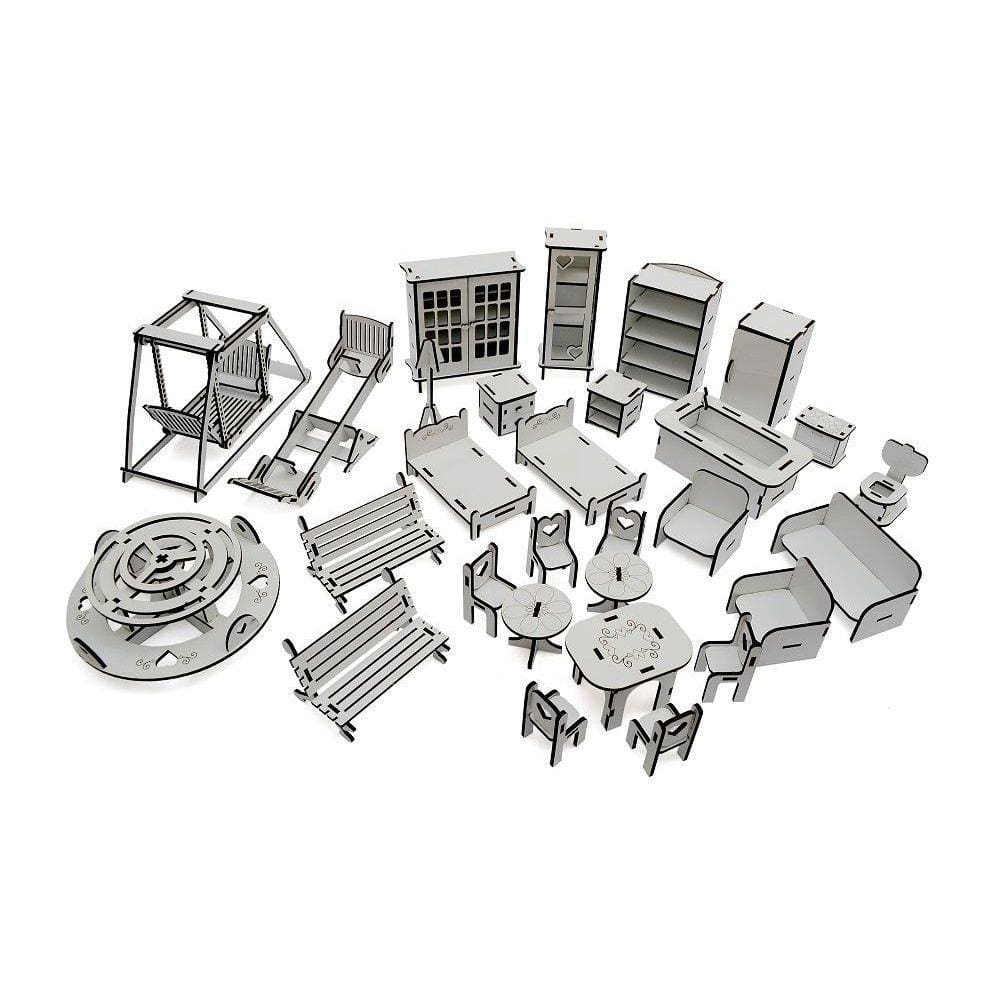 Kit Casinha Bonecas Decor Mirian Sonhos 29 Moveis S+B Darama