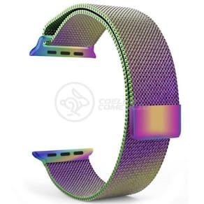 Pulseira Milanese De Aço De Ferro Smartwatch 42mm E 44mm Em Aço Inoxidável - Arco íris
