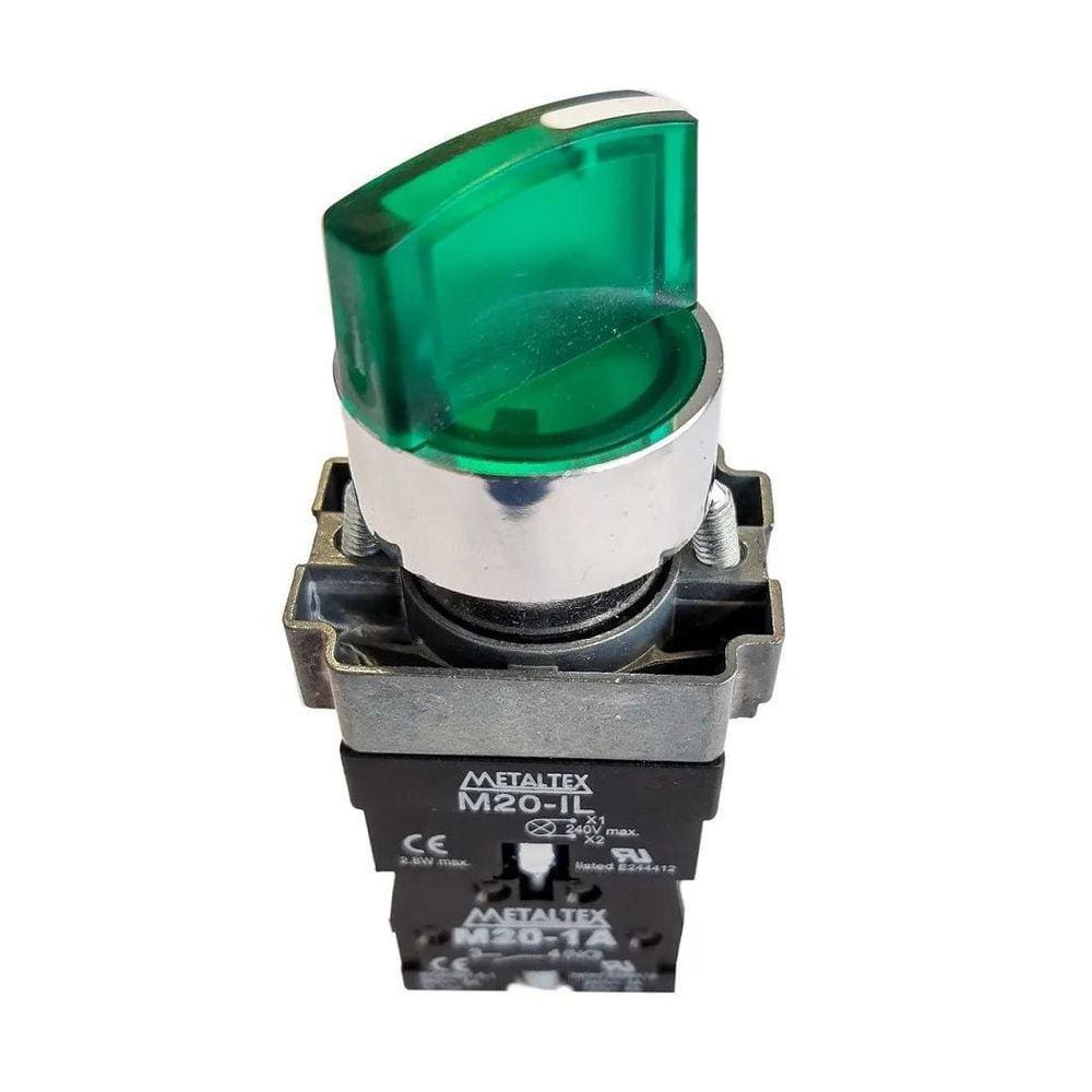 Chave Seletora Knob Curta 2 Posições 90 Verde IP40 22mm 220V
