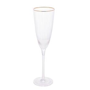 Cj 2 Taças Champagne 300Ml Vidro Borda Dourada Lines - Wolff
