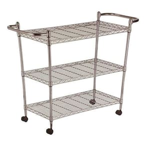 Carrinho Organizador Multiuso Com Rodas Cromado 97X77X35Cm