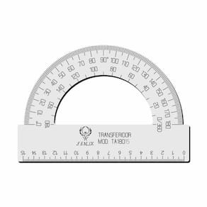 Transferidor Acrílico 180 15Cm Transp Desenho Técnico Fenix