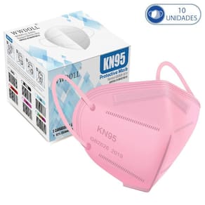 10 Máscaras Kn95 Descartáveis Rosa Wwdoll Com Filtro Clipe P