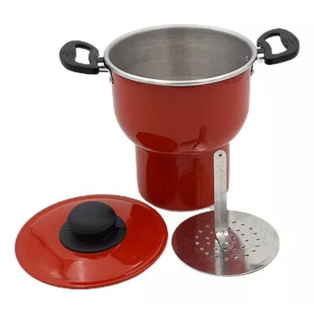 Cuscuzeiro Panela Vermelho Alumínio N16 Cuscuz