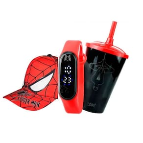 Kit Relógio Prova Água Digital + Copo Homem-Aranha - Orizom Kids