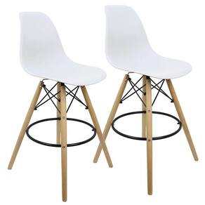 Kit 2 Banquetas Charles Eames Eiffel Wood Design Base Fixa
