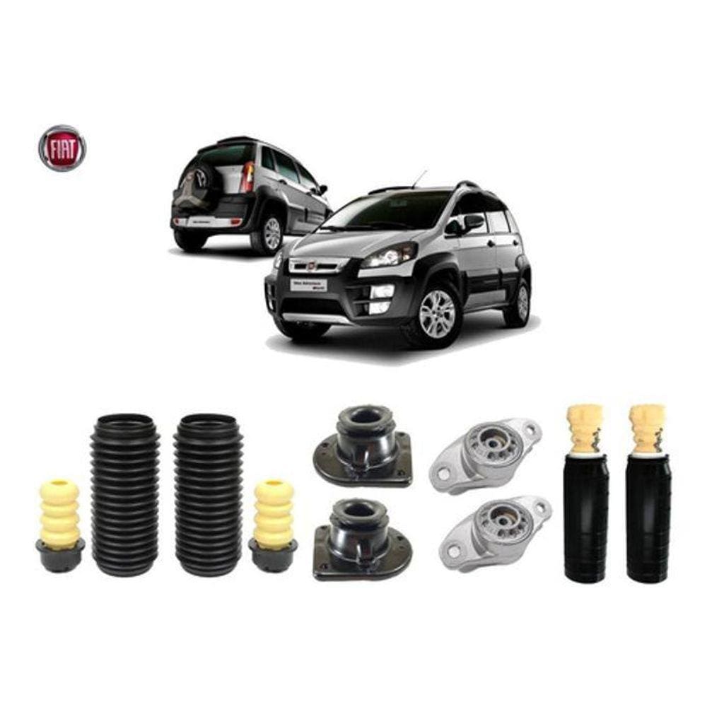4 Kit Coxim Batente Amortecedor Dianteiro Traseiro Fiat Idea