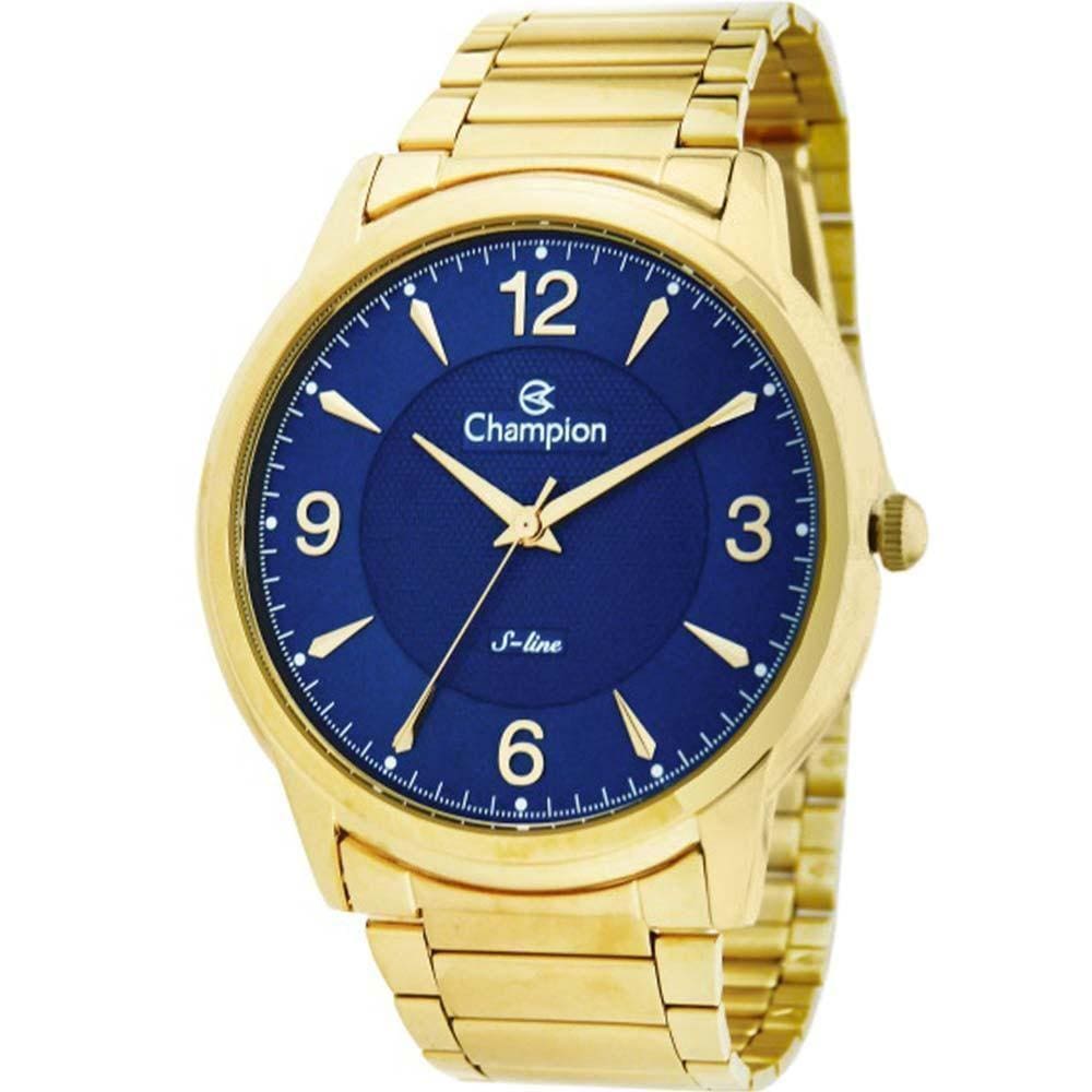 Relógio Masculino Champion Dourado Azul  Lançamento
