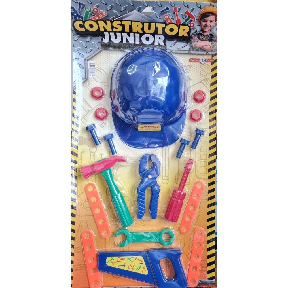 Kit De Ferramentas Construtor Junior Capacete Acessórios