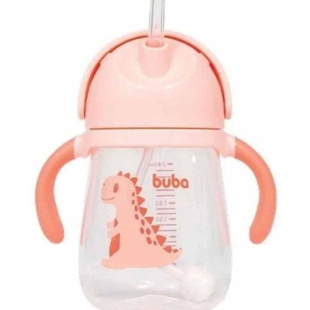 Copo Com Alça Transição Canudo Silicone E Válvula Dino Buba