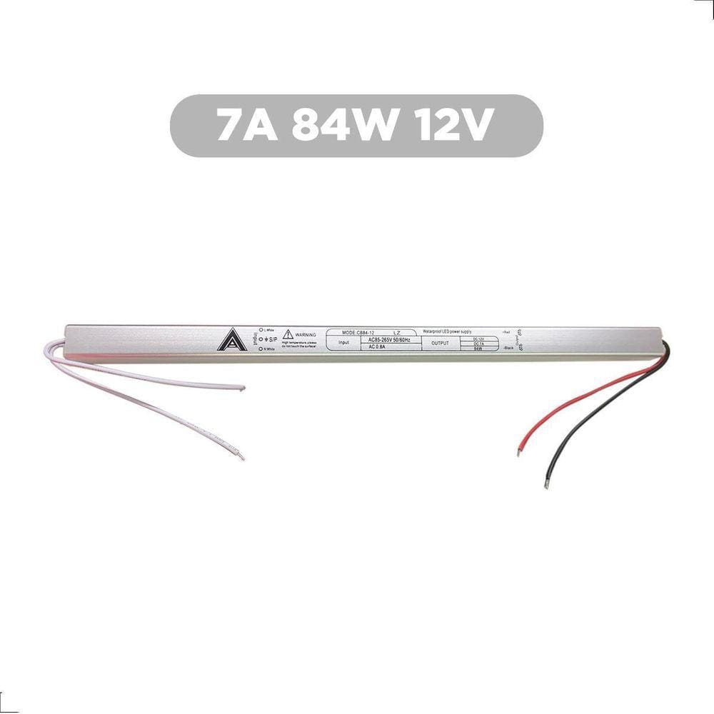 Fonte Driver Super Fino Slim 12V 7A 84W Para Perfil De Led